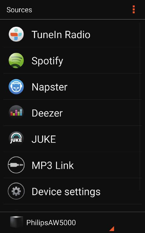 5 Lejátszás Megjegyzés A DLNA UPnP funkciót támogató okostelefonjáról vagy PC/Mac számítógépéről kedvenc alkalmazását használva streamelheti a zenét a hangszóróra DLNA UPnP-kapcsolaton keresztül.