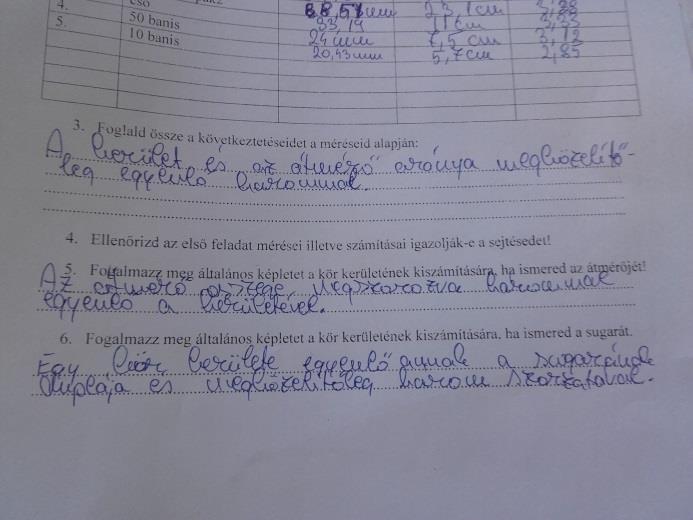 Nap Gyakorlati feladat Anélkül, hogy előre tudták volna a diákok, másnap a hagyományos algebra óra keretében