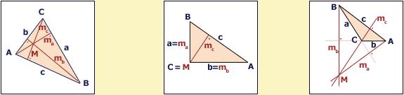 Oldalfelező merőlegesek: Olyan egyenes vonal, mely a háromszög egyik csúcsát a szemközti oldal felezőpontjával köti össze.