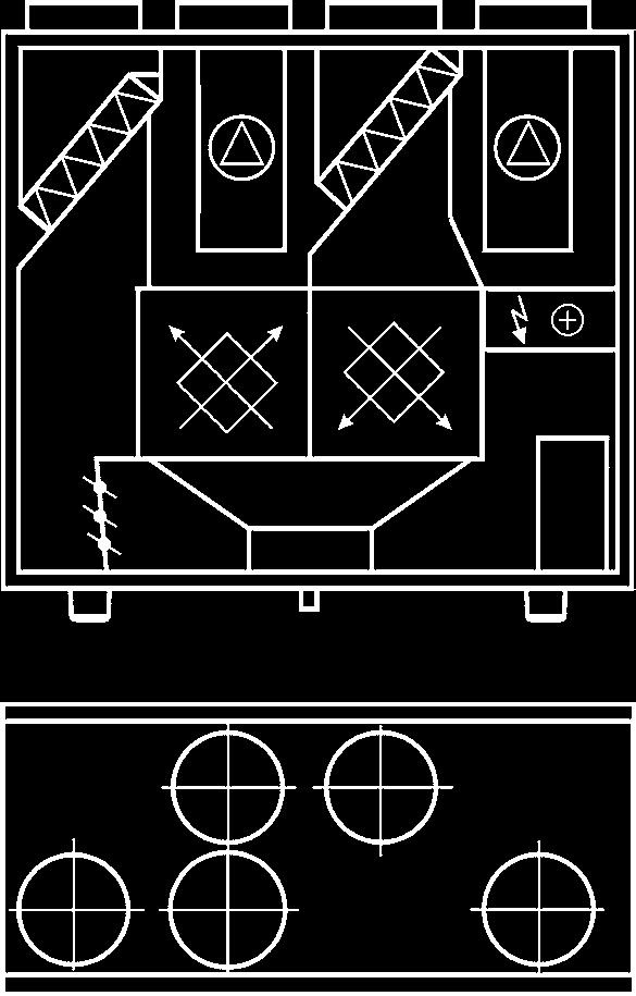 légmennyiségnél, W ventilátor teljesítményfelvétele 167 maximális légmennyiségnél, W Elektromos légfűtő teljesítménye, kw / t, 1/8,8 Szabályozó automatika típusa 4.