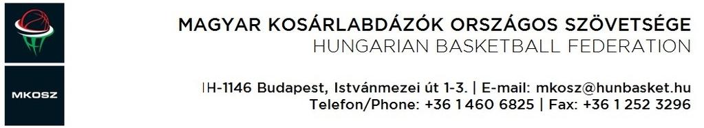 Iktatószám: ki/modjh01-06156/2016/mkosz Műegyetemi Atlétikai és Football Club Ügyszám: be/sfp-06156/2016/mkosz Budapest Ügyintéző: Szabari János Műegyetem rakpart 3 E-mail: sporttamogatas@hunbasket.