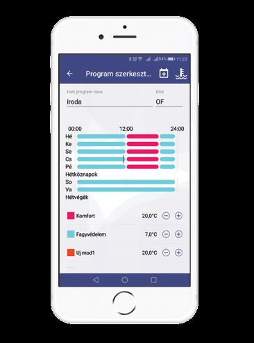 HETI PROGRAMOK Előre beállított heti programok közül választhatunk a minél költséghatékonyabb fűtés érdekében, vagy akár elkészíthetjük saját heti programunkat is az egyedi