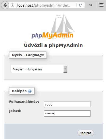 Új MySQL adatbázis létrehozása Az Adatbázis segédeszköz elindítása után a megjelenő ablakban válassza az Új adatbázis létrehozása opciót, majd adja meg a felhasználónevét és a jelszavát.