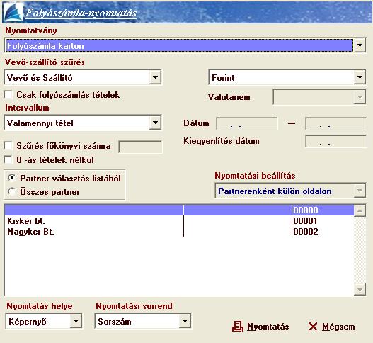 teljesen kiegyenlítetlen számlák, Páratlan tételek, Túlfizetett számlák, Lejárt tételek korosítása, Tartozások és