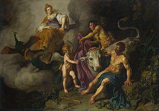 a százszemű Argosszal figyeltette az üszőt ( árgus szemekkel ) Zeusz megölette Hermésszel Argoszt, így egymáséi lehettek