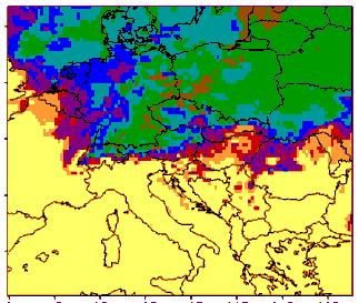 ábra: A tavaszi és a téli csapadéknövekedés valószínűsége (%) 2021 2050 2071 2100 40 70 % 30