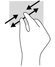 A kicsinyítéshez helyezze két ujját az érintőtáblára egymástól távol, majd közelítse őket egymáshoz.