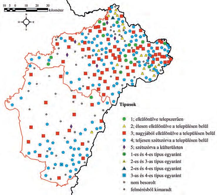 4. ábra A roma lakosság többségének településen belüli elhelyezkedésén alapuló tipizálás az önkormányzati válaszok alapján a releváns választ adó településekre számolva (N = 261) 2016-ban Forrás: a