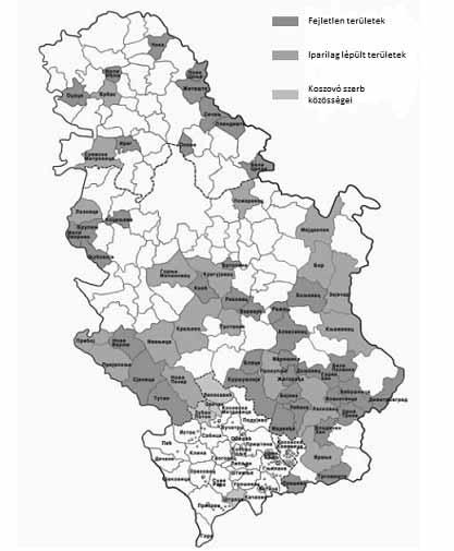 4. ábra: Fejlesztési problémákkal küzdő területek, 2010.