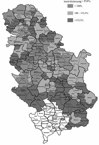 8. ábra: A munkanélküliség területén megnyilvánuló regionális különbségek, 2009. Forrás: Jakopin, 2010. Régióspecifi kus foglalkoztatásügyi politika kidolgozása szükséges!