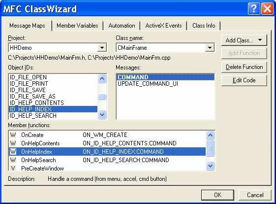 OnHelpIndex() beillesztése OnHelpIndex() kódja void CMainFrame::OnHelpIndex() { // TODO: