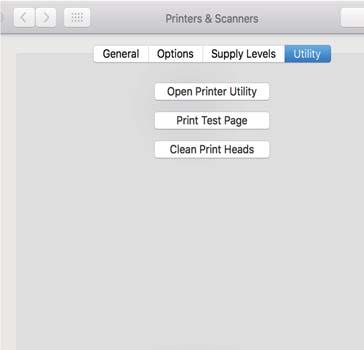 Problémamegoldás Mac OS Válassza a Rendszerbeállítások elemet az menü > Nyomtatók és lapolvasók (vagy Nyomtatás és lapolvasás, Nyomtatás és faxolás) menüpontban, majd válassza ki a nyomtatót.