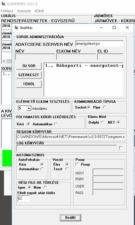 A beállításokban be kell állítani a.net -es Kliens módot. A feladat a Kliens mód átállítása a.net lehetőségre.