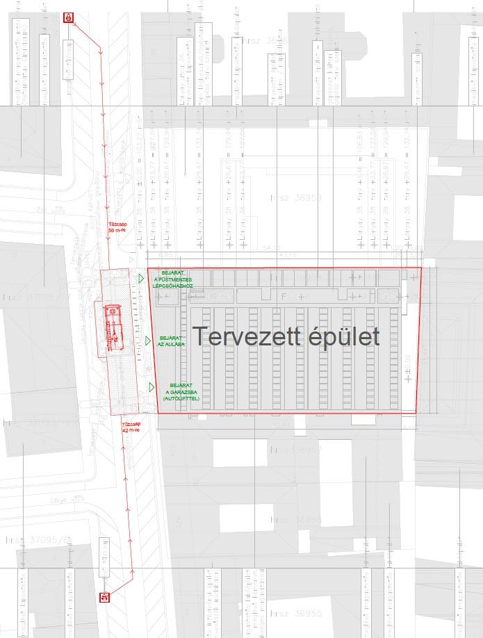 tervrajzok Helyszínrajz Tűzcsapok Felvonulási terület