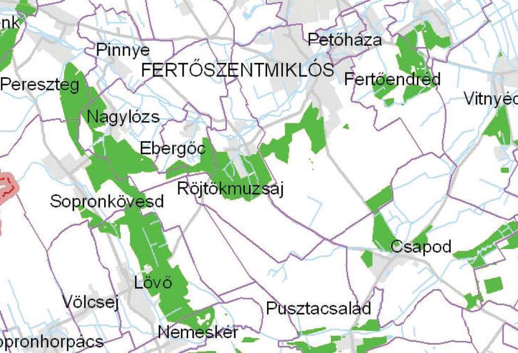 23 Erdőtelepítésre alkalmas terület övezete Győr-Moson-Sopron Megye Területrendezési Terve Kivonat az Erdőtelepítésre alkalmas terület övezete című tervlapból A tv. 2. 5. pontja szerint: 5.