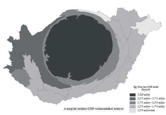 - társadalom, gazdaság területi koncentrációja: a főváros/központi Régió
