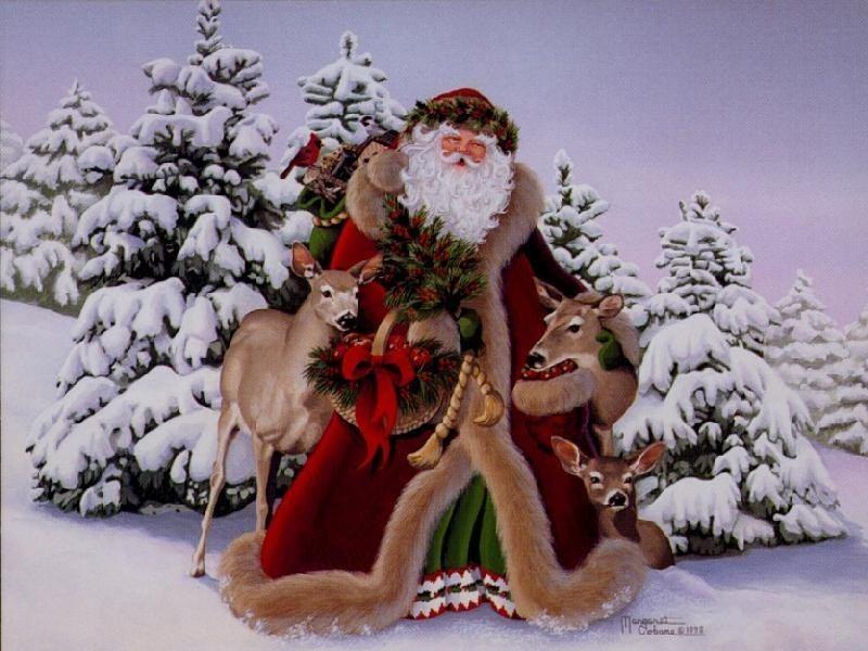 Karácsony este aztán megérkezik Santa Claus rénszarvas vontatta szánon, és a gyerekek zoknijába édességet, gyümölcsöt, apróbb ajándékokat tesz.
