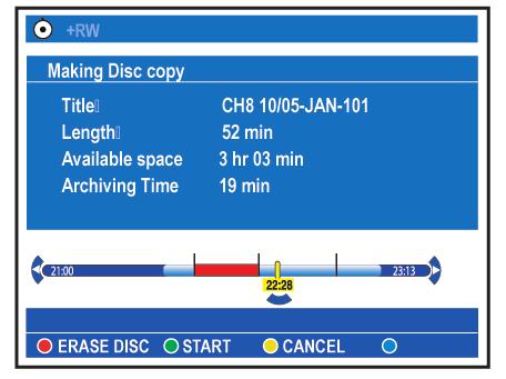 Másolás merevlemezről írható DVD-re Másolás írható DVD lemezre A HDD bármely felvételét átmásolhatja írható DVD lemezre.