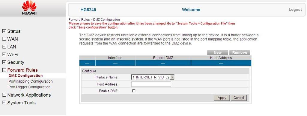 Fontos! A beállítások végleges mentését a System Tools > Configuration File lapon a Save Configuration gomb megnyomásával lehet elvégezni.