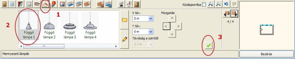 Válassza ki a Függő lámpa 1-t (2) a kedvencekből.
