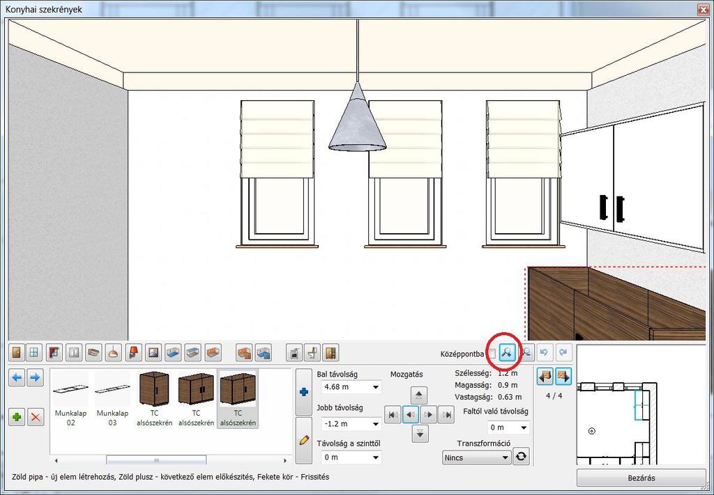 Navigáljon a szemközti falra, majd Használja a nagyítás ikont Most az alsó sarokszekrény az aktív.