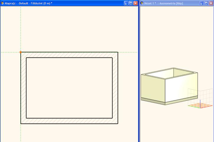 Helyezze el a födémet: Oldalmenü - Épület Födém Födém lánccal. Kattintson a fal végpontokra egymás után lásd. (1,2,3,4).