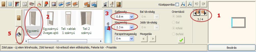 Visszavonás/Előre Alaprajz 3D nézet 4.3.1.