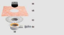 Schlüter -KERDI-DRAIN-BASE : a Padlóösszefolyó alsó elem bűzelzáróval. (A nyersépítési szakaszban építendő be.