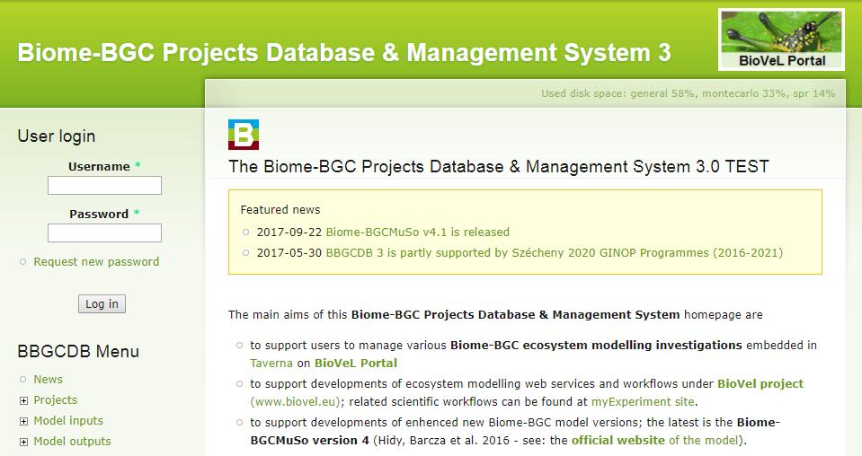 5.4. Tudományos célú informatikai környezet kialakítása, a BBGCDB szerepe A Biome-BGC modellek (Biome-BGC 4.1.