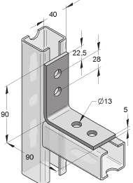 hosszanti 65x90x5,0 0,220 1 0481403 0480403 C45 Sarokelem 90 3 furat kereszt 45x90x5,0 0,191 1 0481404 0480404 C45 Sarokelem 90 4