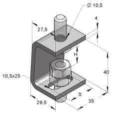 Cikkszám Cikkszám magasság terhelés H S F zul [mm] [mm] [kn] [kg/db] [db] Függesztő kengyel L M8 és M10 20/16 15-17 2,0 0,096 1 0781002 0781001 Trapézlemez függesztő Alkalmazás: Csővezetékek,