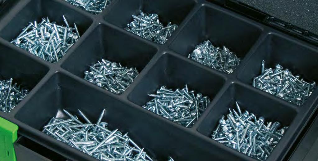 Csavarkészletek SysCon SysCon süllyesztettfejű csavar Tartalma: 650 süllyesztett fejű csavar 220370 ABS- műanyag doboz SysCon S 220375 Szortimentbetétek SysCon 220399 Habosított betét SysCon 400 x