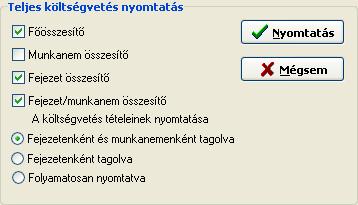 A költségvetés nyomtatása a./ A felhasználónak létre kell hoznia egy ALAIRAS.BMP nevű állományt (ami tartalmazza az aláírást) és azt el kell helyeznie a program főkönyvtárában. b.