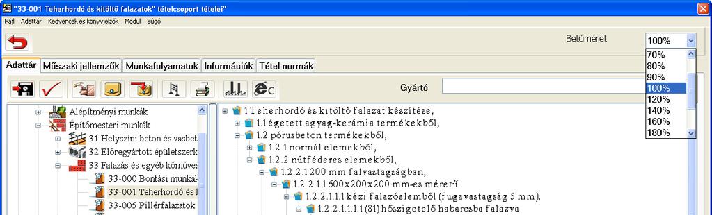 Az adattár tételének kiválasztása a költségvetéshez kombinációval kell végrehajtani vagy a beolvasás ikonra jobb egérgombbal kell kattintani. 6.