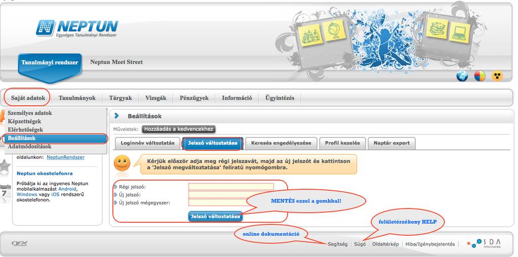 2. ábra Adatellenőrzés Saját adatok menü- > Személyes adatok menüponton kérjük ellenőrizze, hogy az adatok a valóságnak megfelelőek- e.