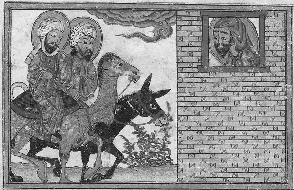 storočia) Moslimská interpretácia starozmluvného príbehu: Izaiáš vidí Ježiša a Mohameda vo videní (Perzská miniatúra zo 14. storočia) 14.