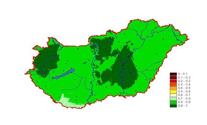 A csapadékmérő hálózat reprezentativitása április, május és június hónapban.