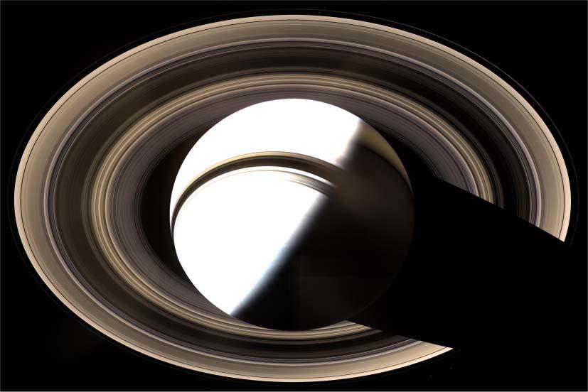 3. ábra. A Szaturnusz 29,5 éves keringési periódusa során folyamatosan változik a napsugarak beesési szöge.