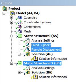 A megfogás mindkét terhelési esetben ugyanaz. Definiáljuk a Static Structural (A5)-höz a megfogásokat.