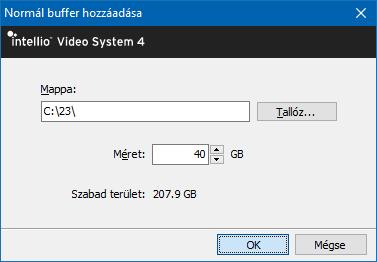 A lefoglalható lemezterület korlátlan, de minimálisan 16GB tárhelyet igényel (ennél kisebb értéket nem fogad el a rendszer). Normál buffer létrehozható lokális meghajtón és hálózati mappában is.