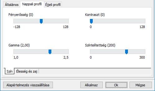 6.2 ILD-sorozat 6.2.1 Nappali és Éjjeli profil A Nappali és az Éjjeli profil beállítási lehetőségei hasonlóak.