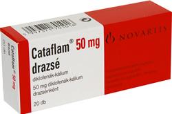 Cataflam 50 mg drg. A diklofenák 99,7%-ban kötődik a plazmafehérjékhez, elsősorban az albuminhoz (99,4%). A látszólagos megoszlási térfogat 0,12-0,17 l/ttkg.