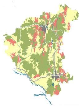 infrastruktúra elemekkel - országos övezetek területi pontosítása - térségi jelentőségű környezeti, természeti és kulturális értékek