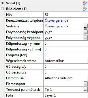 A keresztmetszet létrehozása után, a szerkezeti elemek létrehozása megegyezik az acél szelvényű rudak létrehozásánál bemutatottakkal.