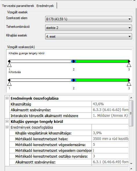 Az eredmények fülön a mértékadó elem automatikusan kiválasztásra és megmutatásra kerül. A százalék az elemszám mellett a kihasználtságot mutatja. 9.