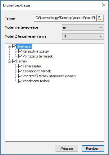 2.7 DLUBAL RSTAB ÉS SAP2000 MODELL BEOLVASÁS (XLSX) A ConSteel képes modell adatok beolvasására Excel segítségével, ahol a különböző modell adatok különböző munkalapokon vannak tárolva.