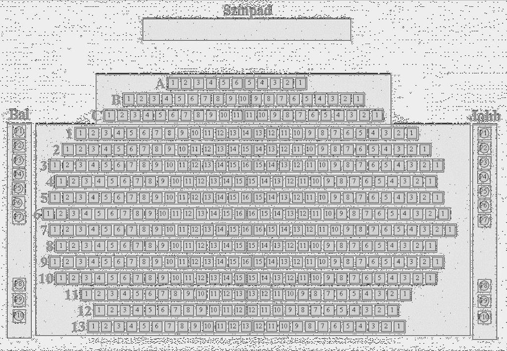 SZÍNHÁZTERMI NÉZŐTÉR 600 m 2 alapterületű elegáns színháztermünk pótszékekkel együtt 450 fő befogadására alkalmas, amely kapacitás az előszínpad felépítésével, a színpad növelésével csökken.