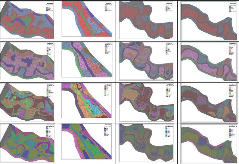 Hullámtéri kutatások 2D hidraulikai modellezés MIKE 21 FM meghatároztuk a peremfeltételeket: a modelben zárt peremeket használtunk, kivéve a befolyási-kifolyási szelvényt; felső peremfeltételnek