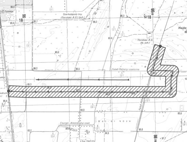 13. ábra: A Réhely mintaterület bejárási útvonala Figure 13: Survey route within the Réhely Sample Site 2.2.1.3. Szilasok mintaterület (kontrollterület) Az érintett területrészt a rendszerváltásig a dévaványai Aranykalász MGTSZ.