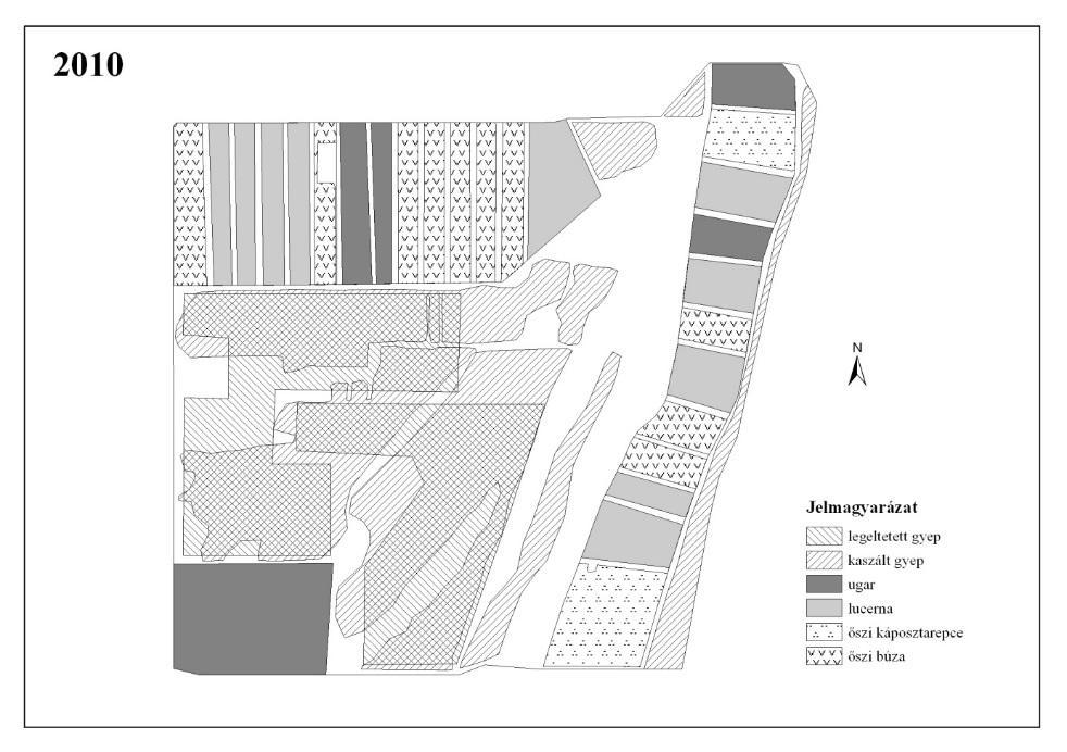 19. ábra: A Túzokvédelmi Mintaterület élőhelykezelése 2009/2010-ben Figure 19: Habitat management on the Great Bustard Conservation Site in 2009/2010-ben 14.